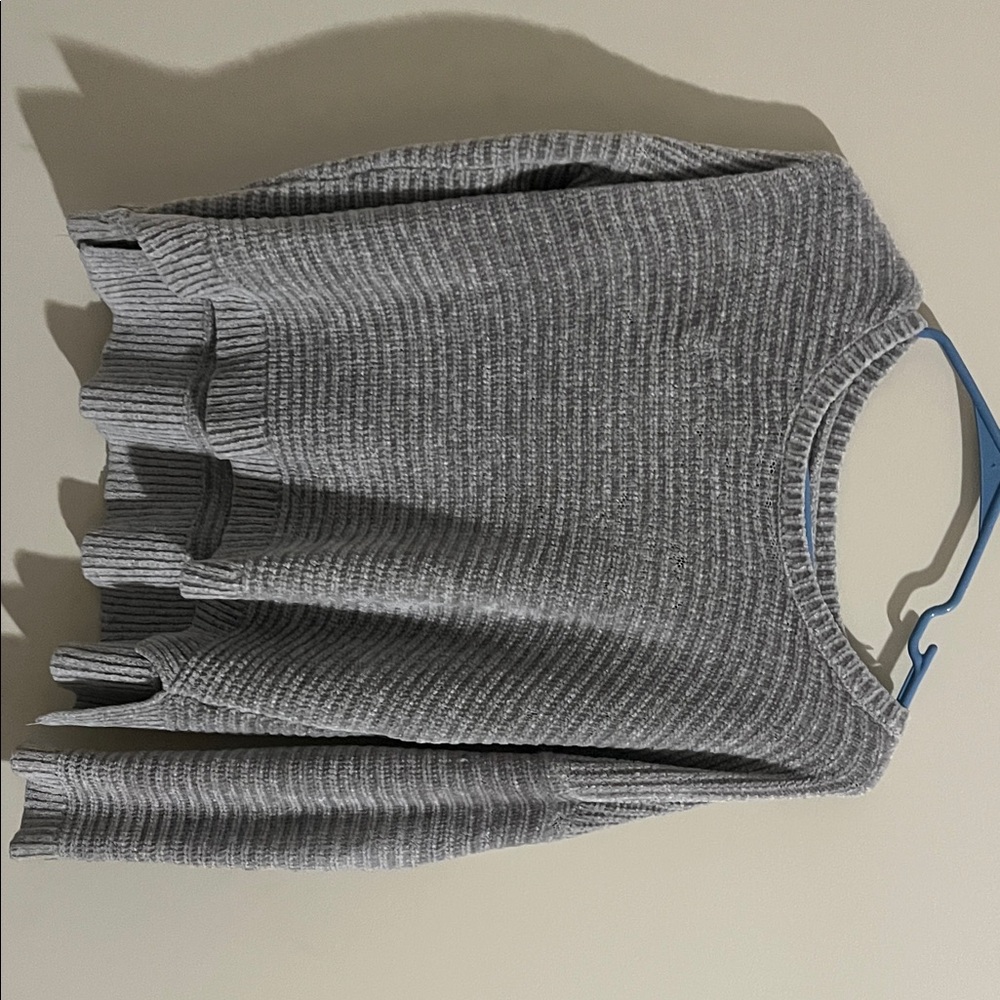 Pink Rose Women's Ribbed Gray Sweater